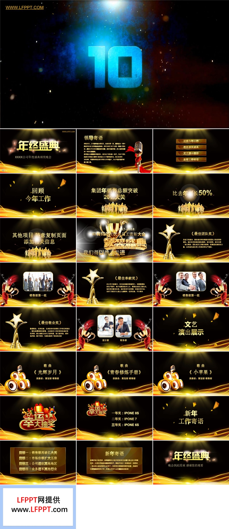 特效動畫AE燃燒的火焰開場公司年度盛典頒獎晚會年會PPT模板