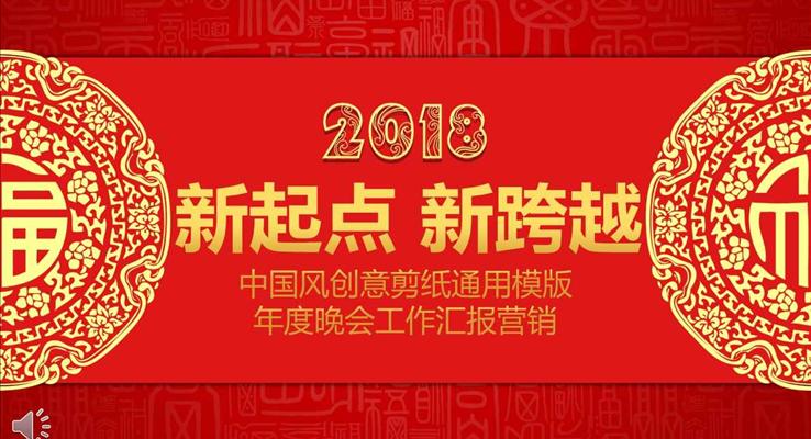 喜慶中國風創(chuàng)意剪紙通用模板年度晚會工作匯報總結