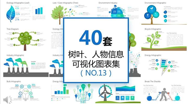 40套樹(shù)葉人物信息可視化PPT圖表合集