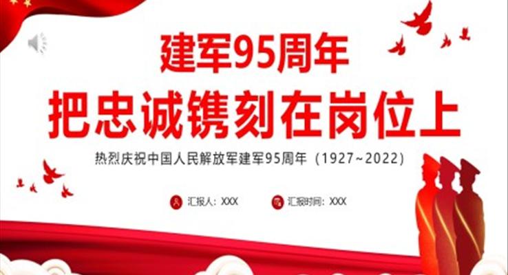 建軍95周年把忠誠鐫刻在崗位上PPT