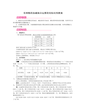 北師大初中七年級數(shù)學(xué)上冊有理數(shù)的加減混合運(yùn)算的實際應(yīng)用教案